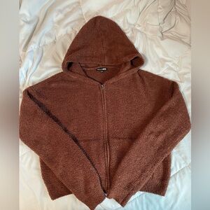 BROWN FASHION NOVA TEDDY BEAR ZIP UP